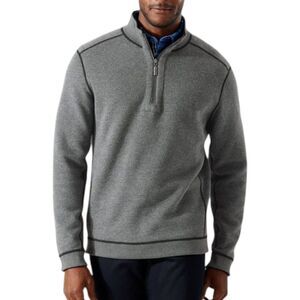 Tommy Bahama L Reversible 1/4 Zip Pullover Sweatshirt Gray Long Sleeve Sweater